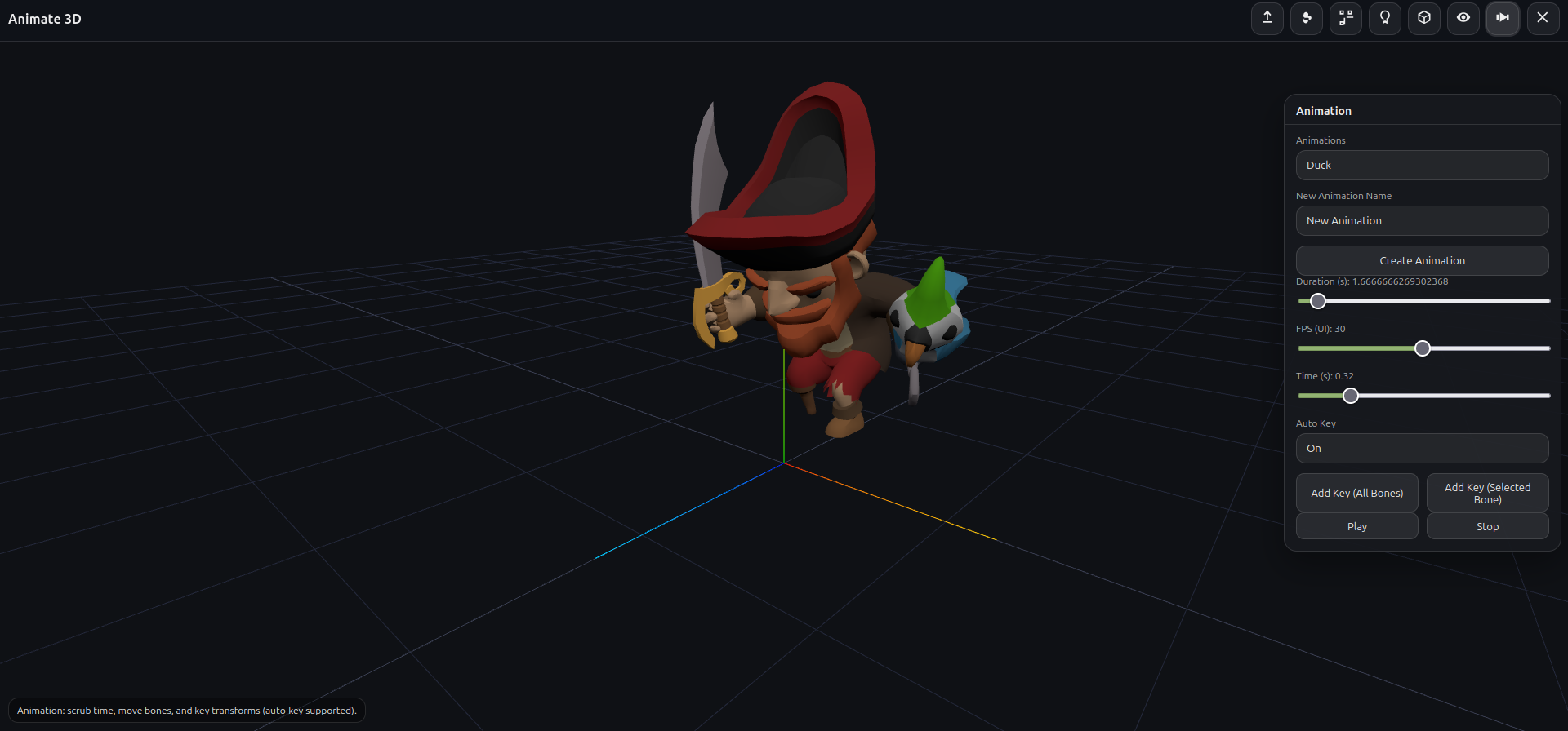 Testing a character animation in Animate 3D
